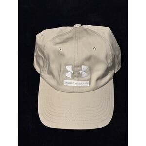 Under Armour Branded Cap Hat UA Free Fit Strap back Khaki One Size Fits Most NEW